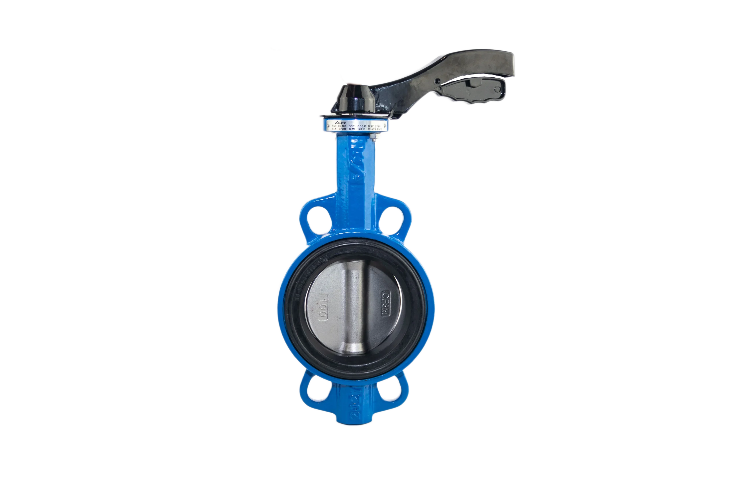 Válvula de mariposa con palanca y disco de acero inoxidable